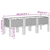 Produktbild för Odlingslåda med ben blågrå 120x40x42 cm PP