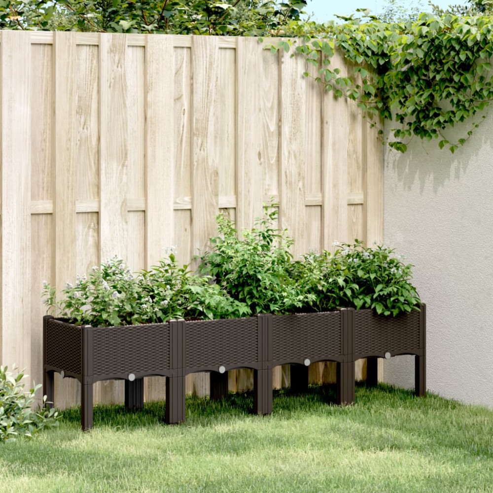 Produktbild för Odlingslåda med ben brun 160x40x42 cm PP