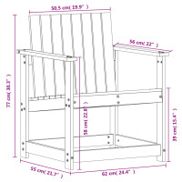 Produktbild för Trädgårdsstol vit 62x56x77 cm massiv furu