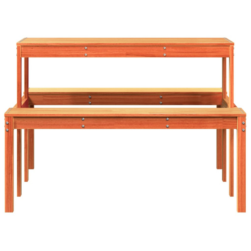 Produktbild för Picknickbord vaxad brun 110x134x75 cm massivt trä