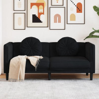 Produktbild för Soffa med kuddar 2-sits svart sammet