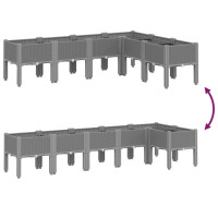 Produktbild för Odlingslåda med ben ljusgrå 160x120x42 cm PP