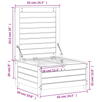 Produktbild för Trädgårdspall vit 62x63,5x32 cm massiv furu