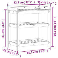 Produktbild för Växtbord med hyllor vit 82,5x45x86,5 cm massiv furu