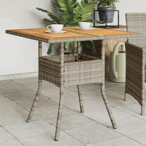 vidaXL Trädgårdsbord med akaciaträ grå 80x80x75 cm konstrotting