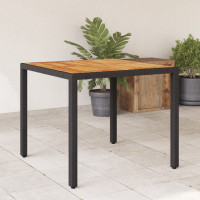 Produktbild för Trädgårdsbord med akaciaträ svart 90x90x75 cm konstrotting