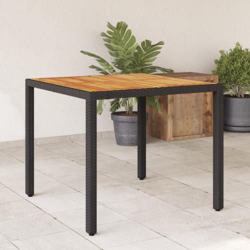 vidaXL Trädgårdsbord med akaciaträ svart 90x90x75 cm konstrotting