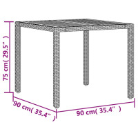 Produktbild för Trädgårdsbord med akaciaträ svart 90x90x75 cm konstrotting