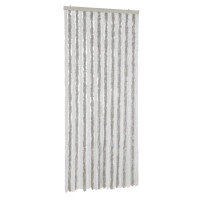 Produktbild för Insektsgardin ljusgrå och vit 56x185 cm chenille