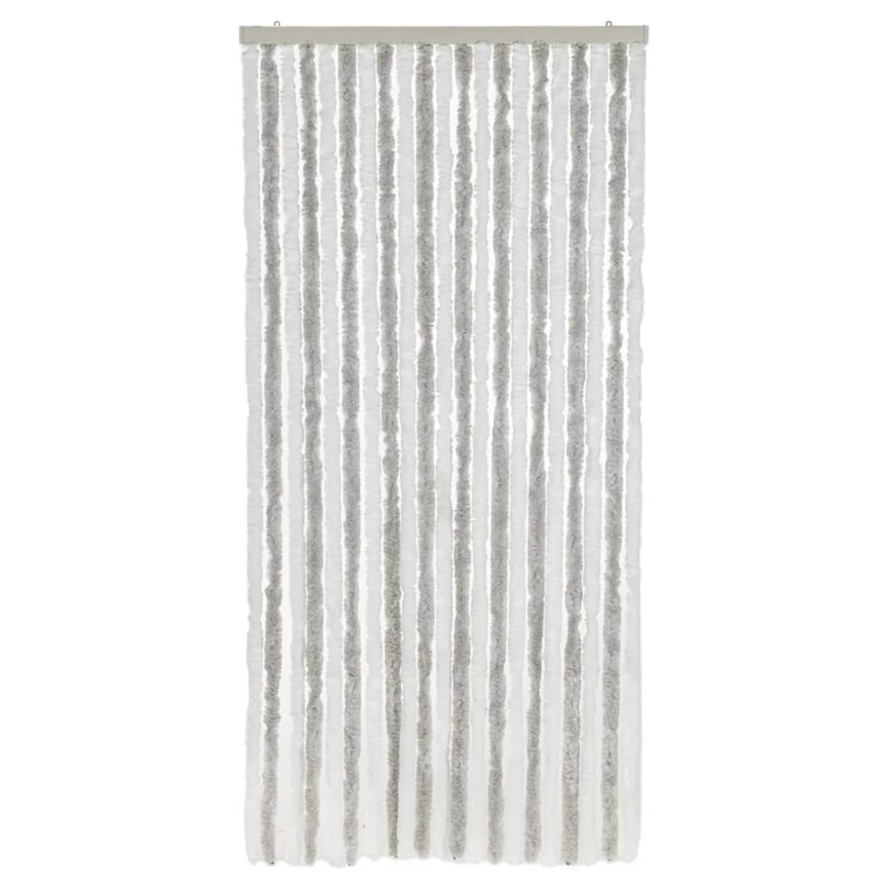 Produktbild för Insektsgardin ljusgrå och vit 56x185 cm chenille