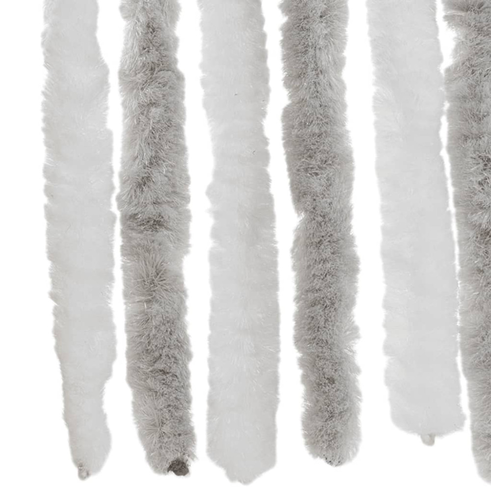 Produktbild för Insektsgardin ljusgrå och vit 56x185 cm chenille