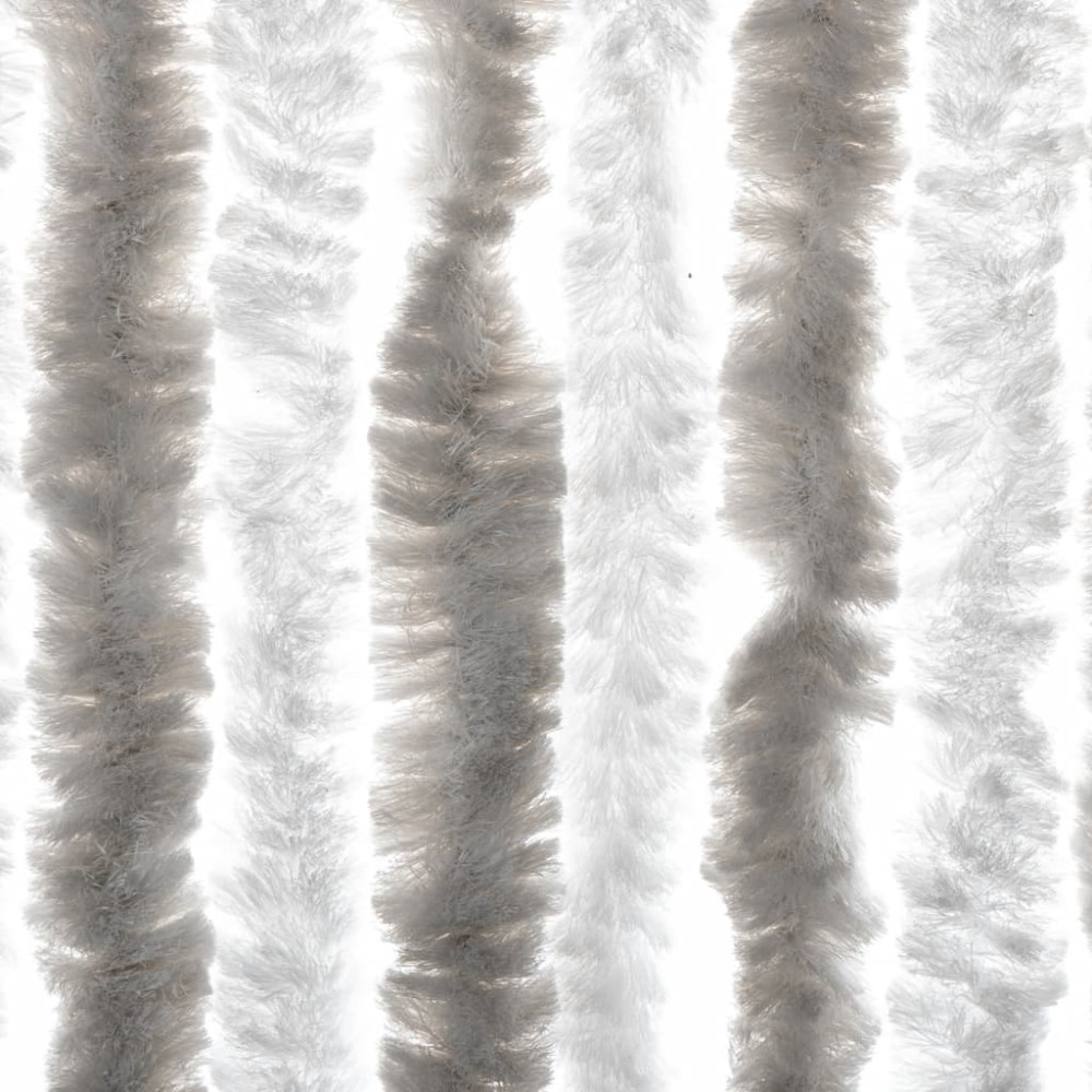 Produktbild för Insektsgardin ljusgrå och vit 56x185 cm chenille