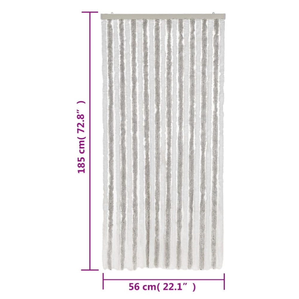 Produktbild för Insektsgardin ljusgrå och vit 56x185 cm chenille
