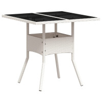 Produktbild för Trädgårdsbord med glasskiva vit 80x80x75 cm konstrotting