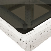 Produktbild för Trädgårdsbord med glasskiva vit 80x80x75 cm konstrotting