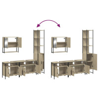 Produktbild för Badrumsmöbler set 4 delar sonoma-ek konstruerat trä