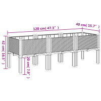 Produktbild för Odlingslåda med ben ljusgrå 120x40x42 cm PP