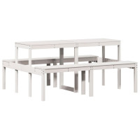 Miniatyr av produktbild för Picknickbord vit 160x134x75 cm massivt trä