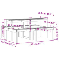 Miniatyr av produktbild för Picknickbord vit 160x134x75 cm massivt trä