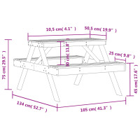 Produktbild för Picknickbord vit 105x134x75 cm massivt trä