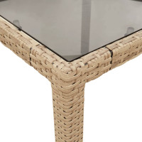Produktbild för Trädgårdsbord med glasskiva beige 190x90x75 cm konstrotting