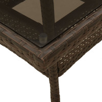 Produktbild för Trädgårdsbord med glasskiva brun 80x80x75 cm konstrotting
