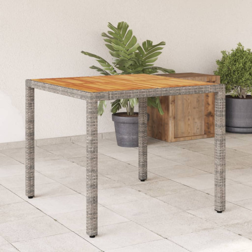 vidaXL Trädgårdsbord med akaciaträ grå 90x90x75 cm konstrotting