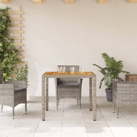 Produktbild för Trädgårdsbord med akaciaträ grå 90x90x75 cm konstrotting