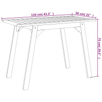 Produktbild för Matbord för trädgården 110x56x75 cm massivt akaciaträ