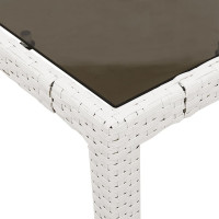 Produktbild för Trädgårdsbord med glasskiva vit 190x90x75 cm konstrotting