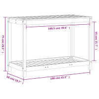 Produktbild för Växtbord med hylla vit 108x50x75 cm massivt furu