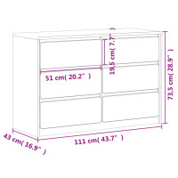 Produktbild för Byrå SAUDA ek 111x43x73,5 cm massiv furu