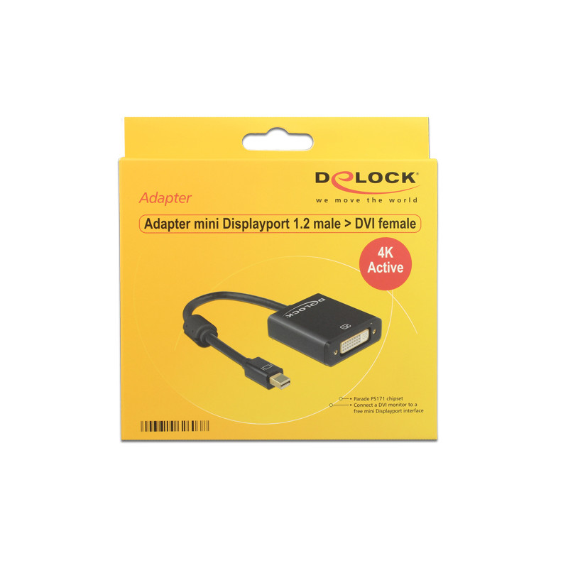 Produktbild för DeLOCK 62603 videokabeladapter 0,2 m Mini DisplayPort DVI-I Svart