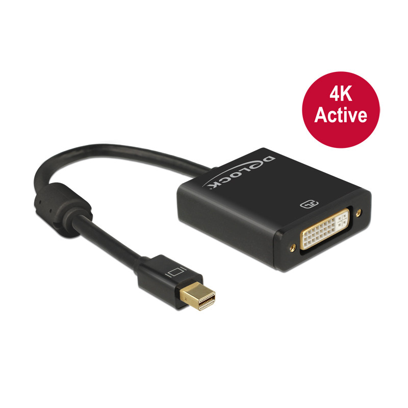 Produktbild för DeLOCK 62603 videokabeladapter 0,2 m Mini DisplayPort DVI-I Svart