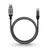 Produktbild för Goobay 70498 kabelomvandlare (hane/hona) USB A RJ-45 Svart, Silver