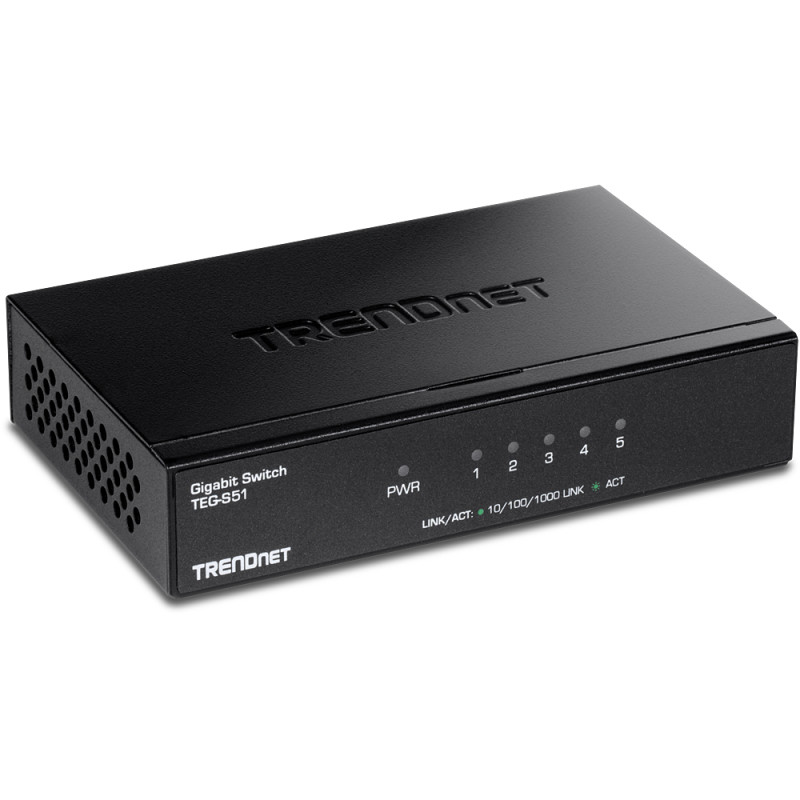 Produktbild för Trendnet TEG-S51 nätverksswitchar Ohanterad Gigabit Ethernet (10/100/1000) Svart
