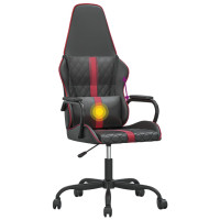 Produktbild för Gamingstol med massage röd och svart konstläder