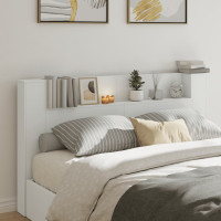 Miniatyr av produktbild för Sänggavel med LED vit 180x16,5x103,5 cm
