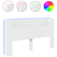 Miniatyr av produktbild för Sänggavel med LED vit 180x16,5x103,5 cm