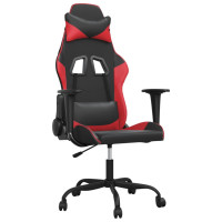Produktbild för Gamingstol med massage svart och röd konstläder