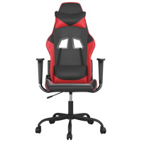 Produktbild för Gamingstol med massage svart och röd konstläder
