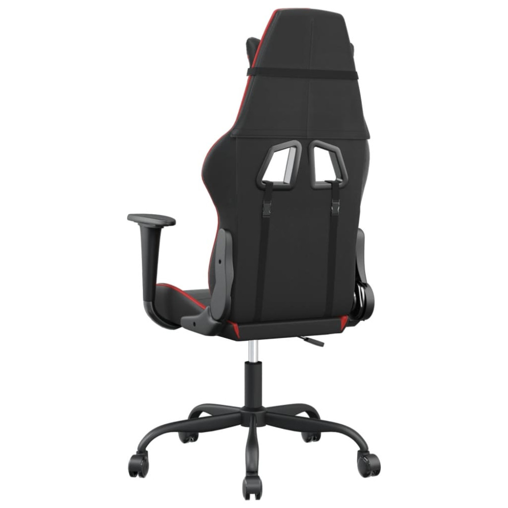 Produktbild för Gamingstol med massage svart och röd konstläder