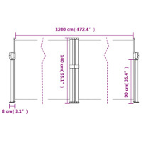 Produktbild för Infällbar sidomarkis röd 140x1200 cm