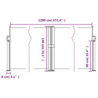 Produktbild för Infällbar sidomarkis gräddvit 140x1200 cm