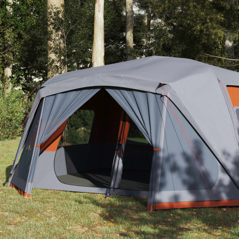 Produktbild för Campingtält 10 personer grå orange vattentätt