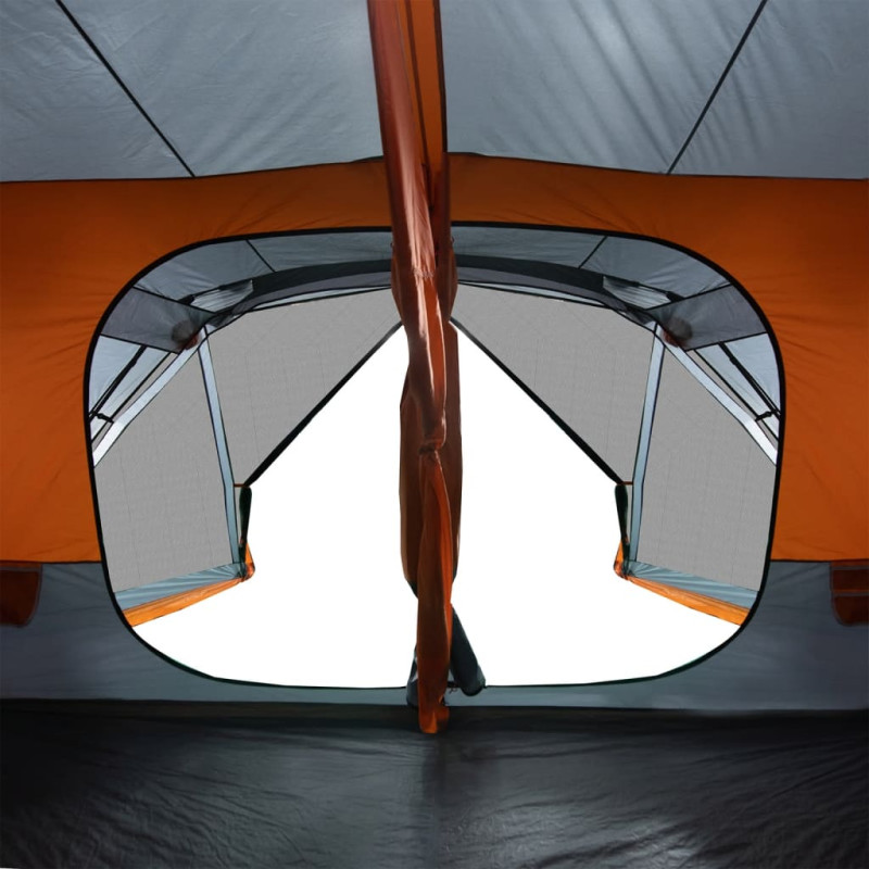 Produktbild för Campingtält 10 personer grå orange vattentätt