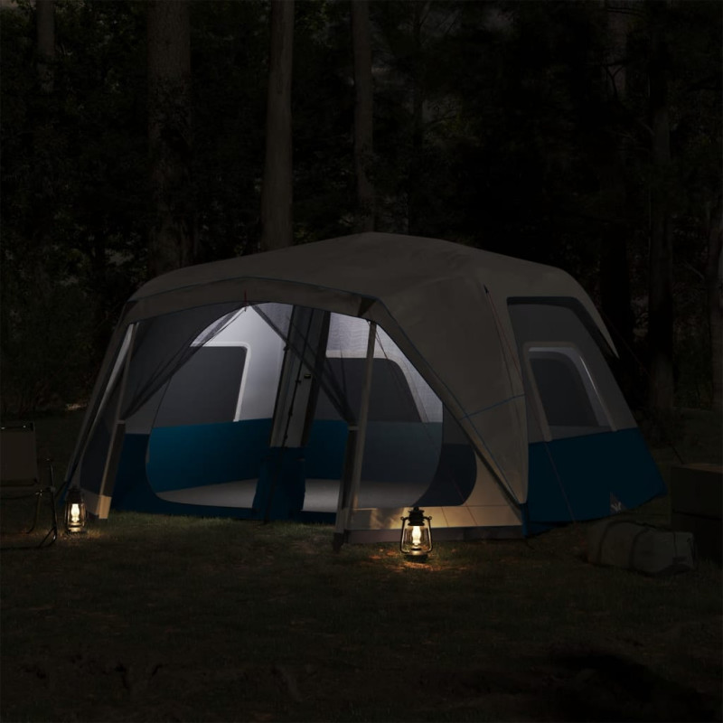 Produktbild för Campingtält med LEDs 10 personer ljusblå