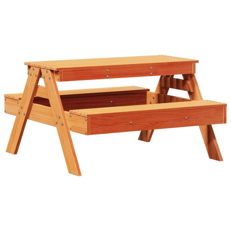Produktbild för Picknickbord för barn vaxad brun 88x97x52 cm massiv furu