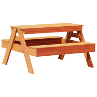 Miniatyr av produktbild för Picknickbord för barn vaxad brun 88x97x52 cm massiv furu