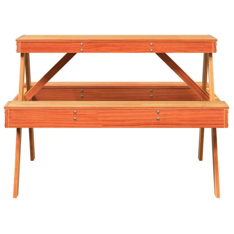 Produktbild för Picknickbord vaxad brun 105x134x75 cm massivt trä